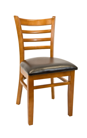 Cherry Ladder Back Beechwood Chair with Black Vinyl Seat