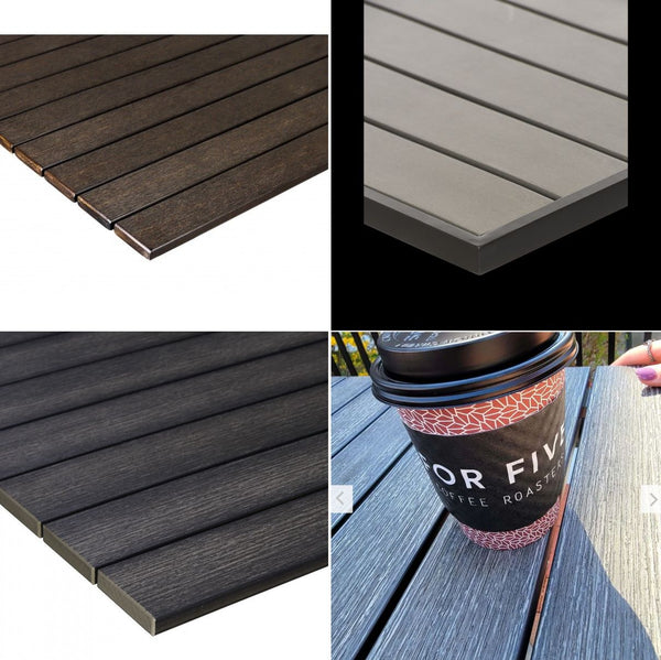 Outdoor/Indoor Synthetic Teak Style Table Tops - Pewter