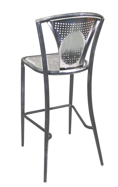 Outdoor/Indoor Aluminum Bar Stool with Synthetic Brown Teak Wood Slats #EV-14-BS