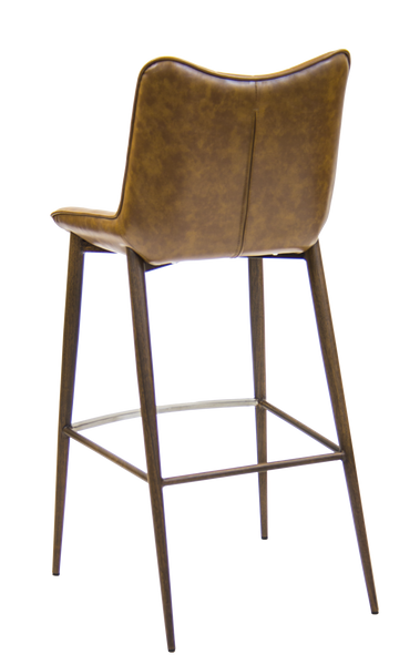 Indoor Metal Frame Bar Stool w/ Woodgrain Legs & Brown Channeled Bucket Seat