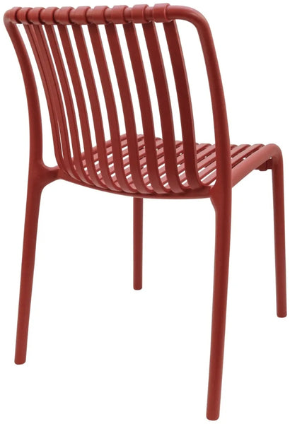 Copy of Stackable Indoor/Outdoor Resin Chair With Striped Seat and Back in Crimson