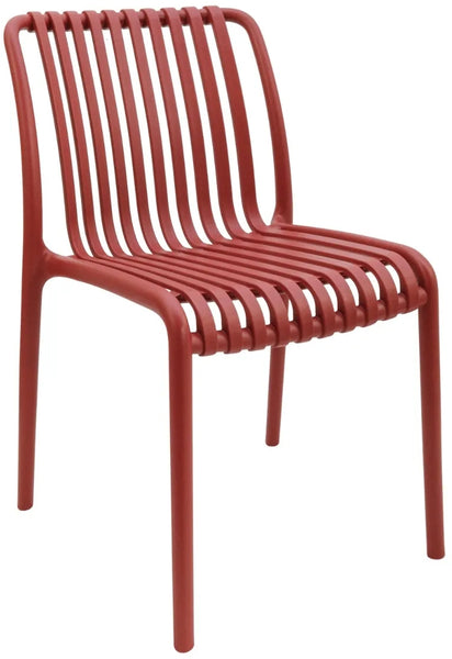 Copy of Stackable Indoor/Outdoor Resin Chair With Striped Seat and Back in Crimson