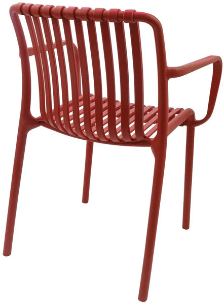 Copy of Stackable Indoor/Outdoor Resin Chair With Striped Seat and Back in Crimson