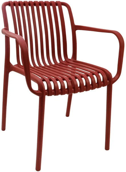 Copy of Stackable Indoor/Outdoor Resin Chair With Striped Seat and Back in Crimson