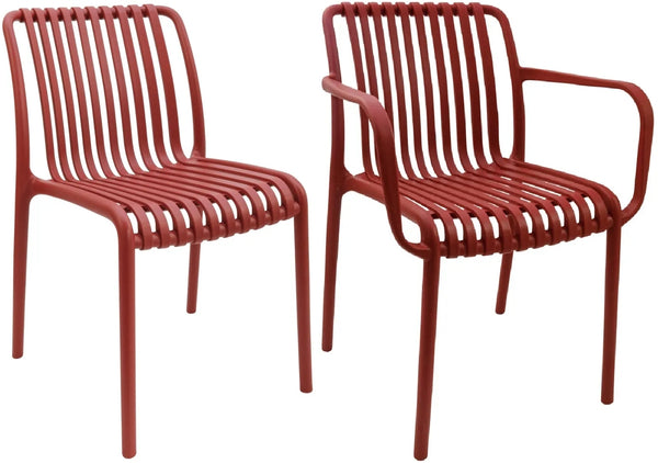 Copy of Stackable Indoor/Outdoor Resin Chair With Striped Seat and Back in Crimson