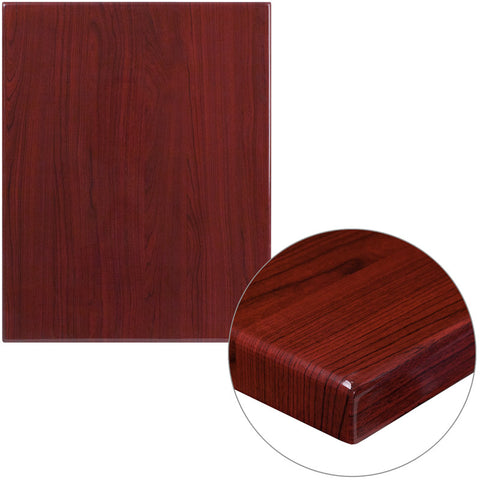 30'' x 60'' High-Gloss Mahogany Resin Table Top with 2'' Thick Edge - Restaurant Chairs Direct.COM