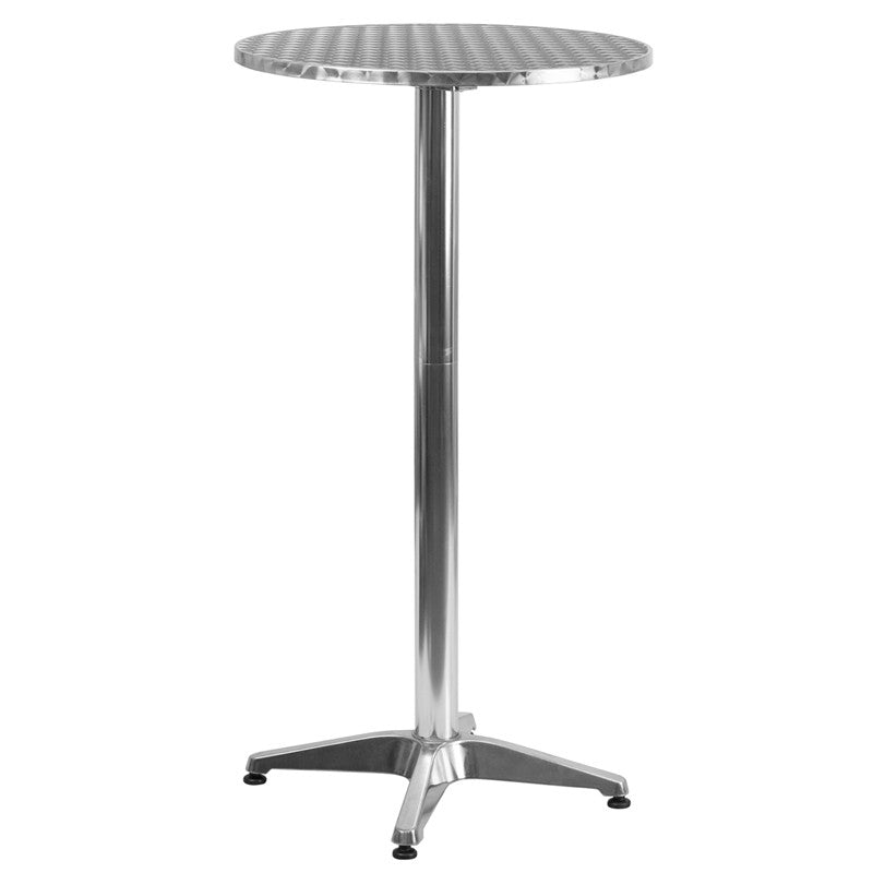 23.25'' Round Aluminum Indoor-Outdoor Folding Bar Height Table with Base #F-ALBAR-235 - Restaurant Chairs Direct.COM
