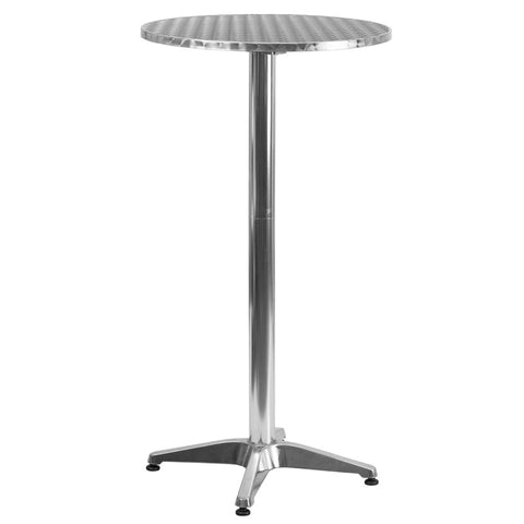 23.25'' Round Aluminum Indoor-Outdoor Folding Bar Height Table with Base #F-ALBAR-235 - Restaurant Chairs Direct.COM
