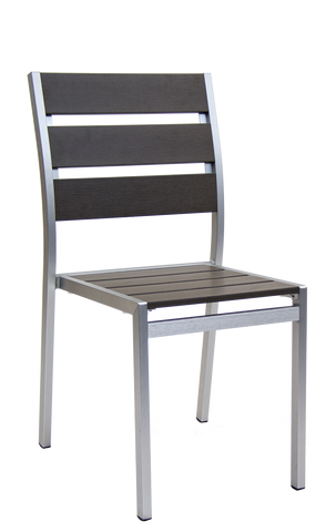 Aluminum Outdoor Side Chair with Composite Grey Teak Slats E-28A