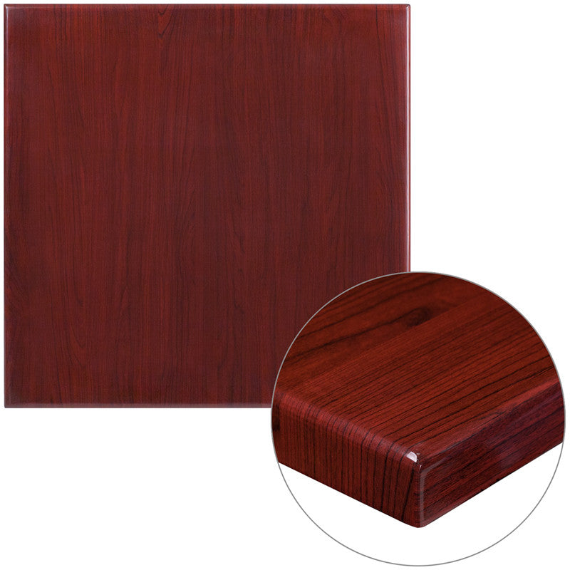 30" Square High-Gloss Mahogany Resin Table Top with 2'' Thick Edge - Restaurant Chairs Direct.COM