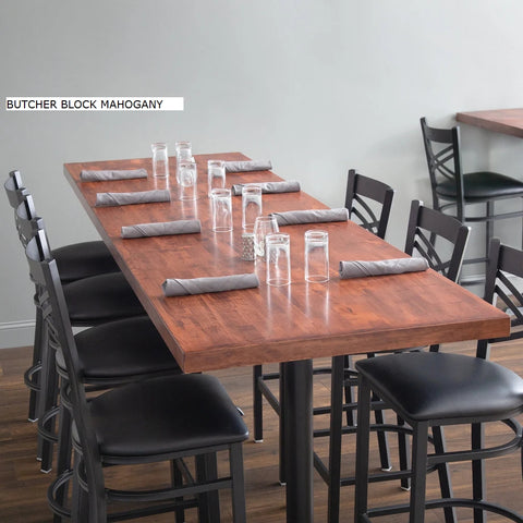 30" x 96" Long Table Tops - Butcher Block Mahogany