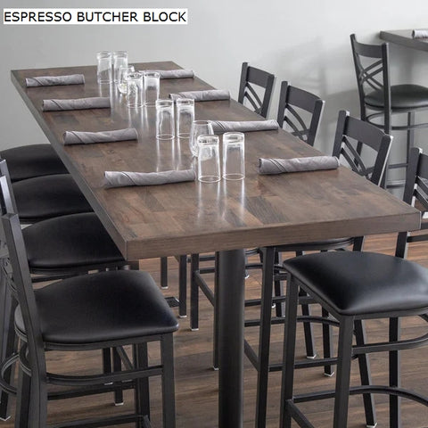 30" x 96" Long Table Tops - Espresso Butcher Block