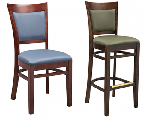 Wood Chair & Matching Barstool #G410/G910 <span style="color: #808080;"><br> with Standard Vinyl Seats</span><br><span style="color: #ff8000;">Chair $149.99, Stool $169.99</span>