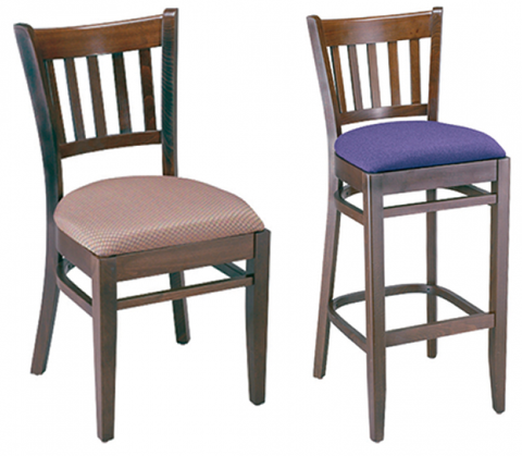 Wood Vertical Back Chair & Matching Barstool #G425/G925 <br><span style="color: #ff8000;">4 Frame Colors</span>