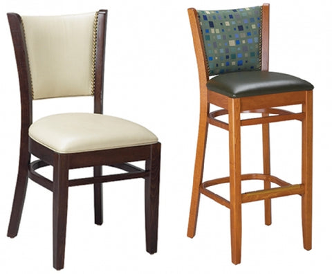 Wood Fully Upholstered Chair & Matching Barstool ...#G432/G932 <span style="color: #ff8000;">6 Frame Colors</span>