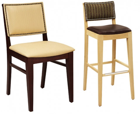 Wood Bar Stools, Natural Veneer or Padded Seat #G640-G940
