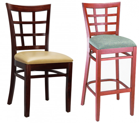 Wood Window Back Chair & Matching Barstool #G450/G950 <br><span style="color: #ff8000;">5 Frame Colors
