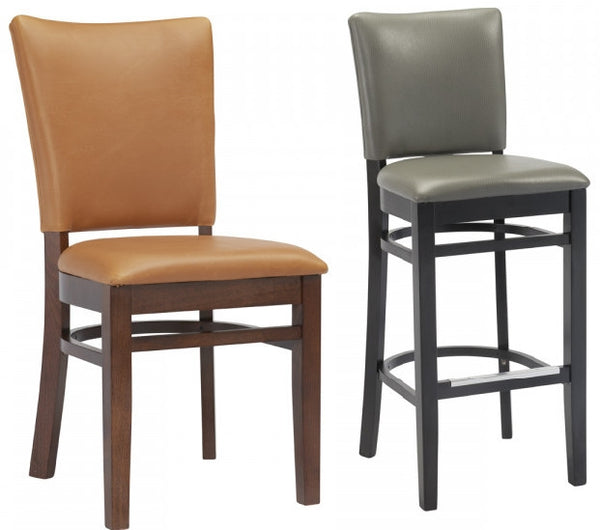 Wood Fully Upholstered Chair & Matching Barstool #G457/G957 <br><span style="color: #ff8000;">4 Frame Colors</span>