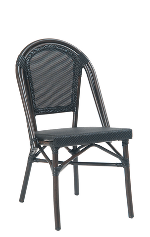 Aluminum Bamboo Style Outdoor  Restaurant Chair Black Poly Woven Material #EOF-72