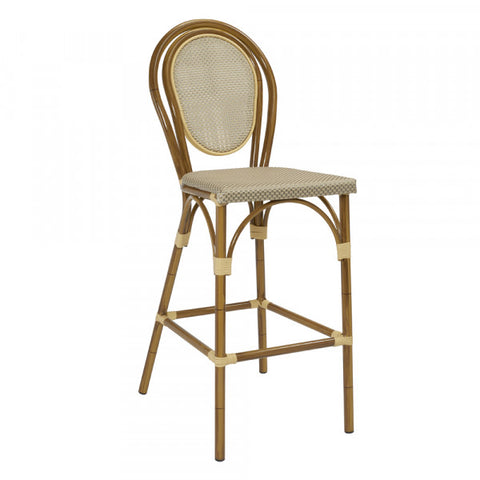 Outdoor/Indoor Aluminum Bamboo Style Bar Stool with Synthetic Fabric #G-922BST