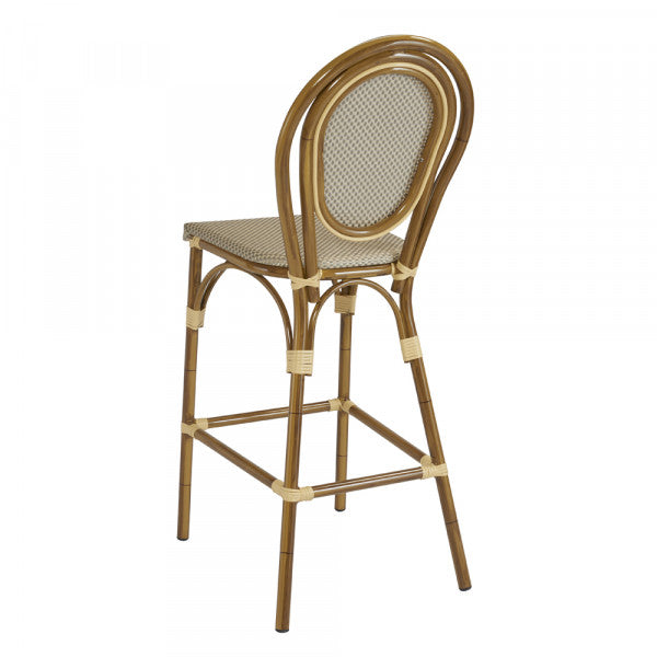 Outdoor/Indoor Aluminum Bamboo Style Bar Stool with Synthetic Fabric #G-922BST