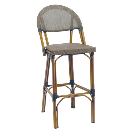 Outdoor/Indoor Aluminum Bamboo Style Bar Stool with Synthetic Fabric #G-920BS