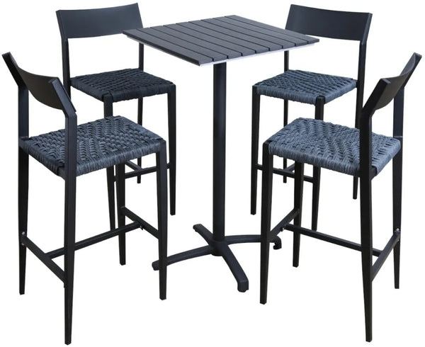 Outdoor/Indoor Aluminum Bar Stool with Synthetic Rope Seat #G-922BSB