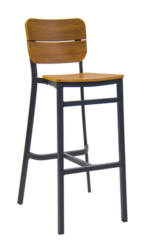 Outdoor/Indoor Aluminum Bar Stool with Synthetic Teak Wood Slats #EV-A16-BS
