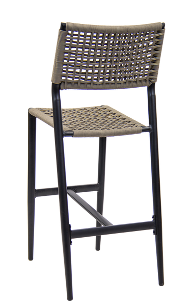 Outdoor/Indoor Aluminum Bar Stool with Gray Synthetic Weave #EV-26-BS