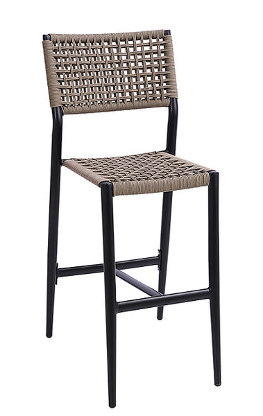 Outdoor/Indoor Aluminum Bar Stool with Gray Synthetic Weave #EV-26-BS