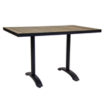 Outdoor Table with Base - 30" x 48" Composite Brown/Gray Teak Wood Black Aluminum Frame E-ALP3048B1