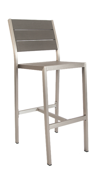Aluminum Armchair with Composite Teak Slats in Grey Finish #E35 - Restaurant Chairs Direct.COM