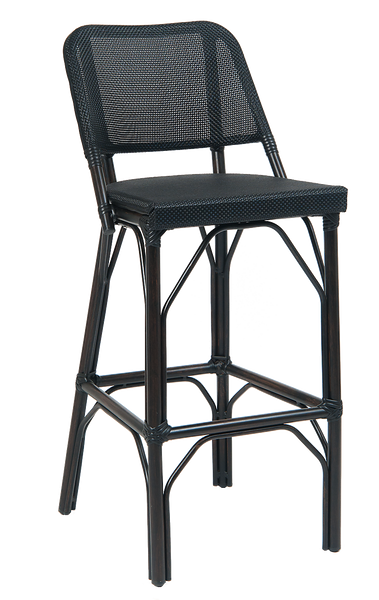 Aluminum Outdoor Restaurant Chair Black Poly Woven Material #E-46 - Restaurant Chairs Direct.COM