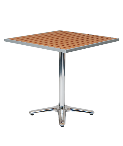 24" x 30" Rectangular Aluminum Outdoor Table & Base with Composite Teak Slats #E-2430TS - Restaurant Chairs Direct.COM