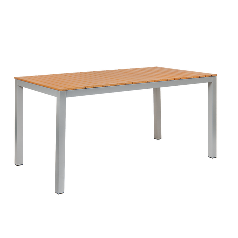 30" x 72" Rectangular Aluminum Outdoor Table & Base with Composite Teak Slats #E-3072TS - Restaurant Chairs Direct.COM