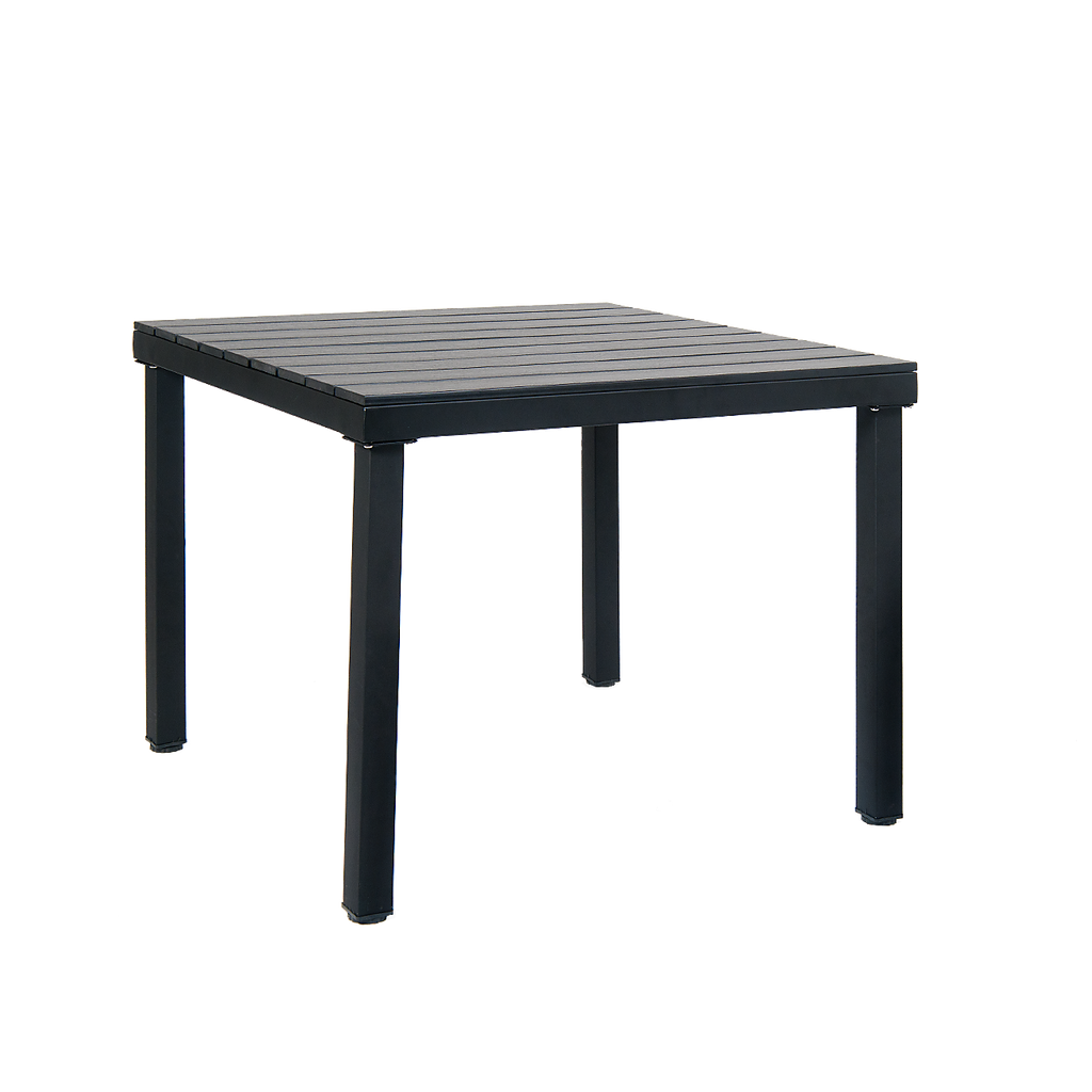 Outdoor Steel Restaurant Table with Black Teak Composite Slats 36" Square - Restaurant Chairs Direct.COM