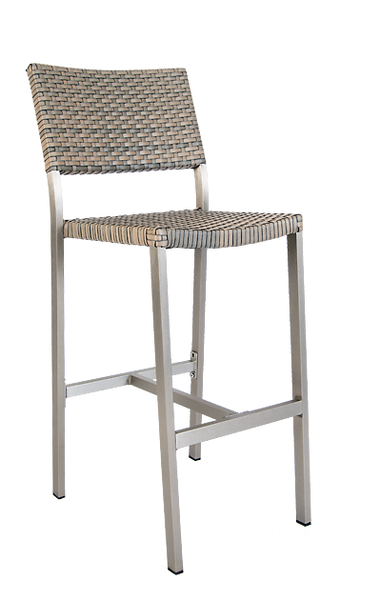 Outdoor Aluminum Bar Stool Steel with Rattan Style Seat and Back E36-BS - Restaurant Chairs Direct.COM
