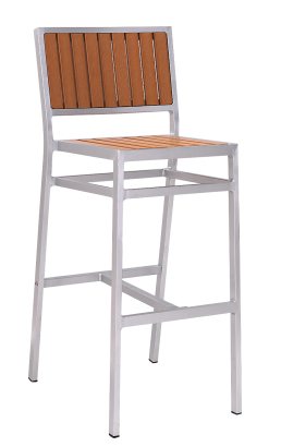 Aluminum Outdoor Side Chair with Composite Teak Slats #E87 - Restaurant Chairs Direct.COM