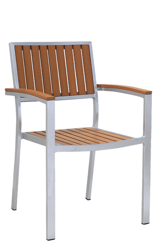 Aluminum Outdoor ArmChair with Composite Teak Slats #E88