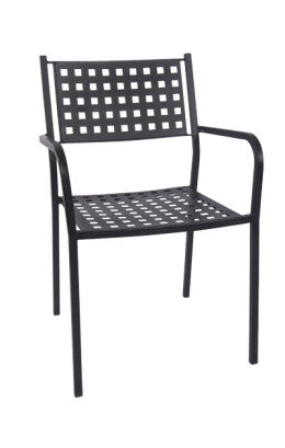 Basket Back Metal Patio Stackable Armchair #E-O4B - Restaurant Chairs Direct.COM