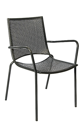 Metal Outdoor Armchair Black Mesh Stackable #E15B - Restaurant Chairs Direct.COM