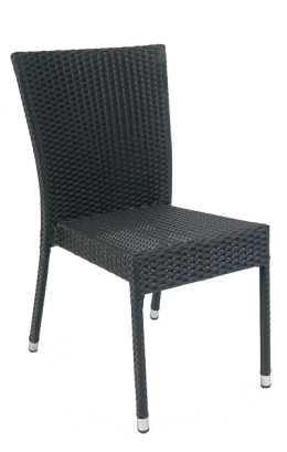 Aluminum Outdoor Chair with Synthetic Dark Brown Wicker  #E22 - Restaurant Chairs Direct.COM