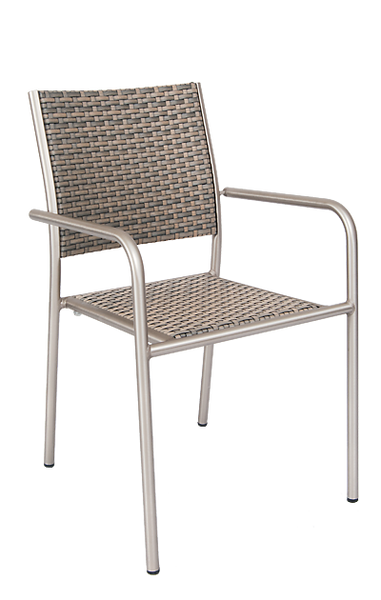 Aluminum Armchair with Synthetic Rattan Seat & Back #E36 - Restaurant Chairs Direct.COM