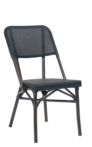 Aluminum Outdoor Restaurant Chair Black Poly Woven Material #E-46 - Restaurant Chairs Direct.COM