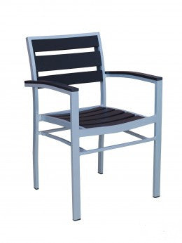 Aluminum Outdoor Armchair with Composite Black Teak Slats E-49 - Restaurant Chairs Direct.COM