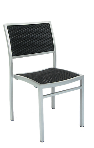 CLOSEOUT Aluminum Outdoor Aluminum Restaurant Chair with Black Synthetic Wicker E-75 - Restaurant Chairs Direct.COM