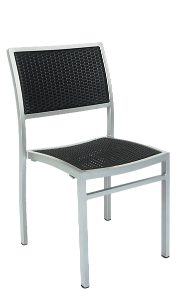 Aluminum Outdoor Chair with Synthetic Black Wicker #E75 - Restaurant Chairs Direct.COM