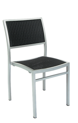 Aluminum Outdoor Chair with Synthetic Black Wicker #E75 - Restaurant Chairs Direct.COM
