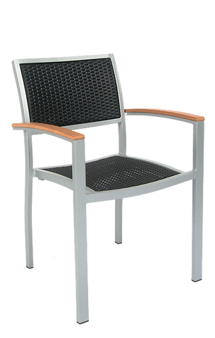 Aluminum Outdoor Armchair with Synthetic Black Wicker #E76 - Restaurant Chairs Direct.COM