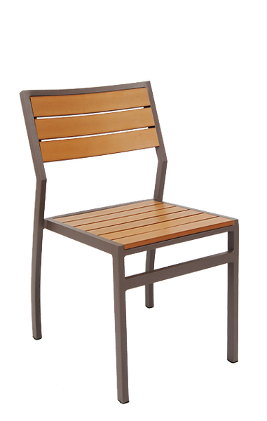 Aluminum Outdoor Chair Rust Color Finish, Composite Teak Slats #E82 - Restaurant Chairs Direct.COM